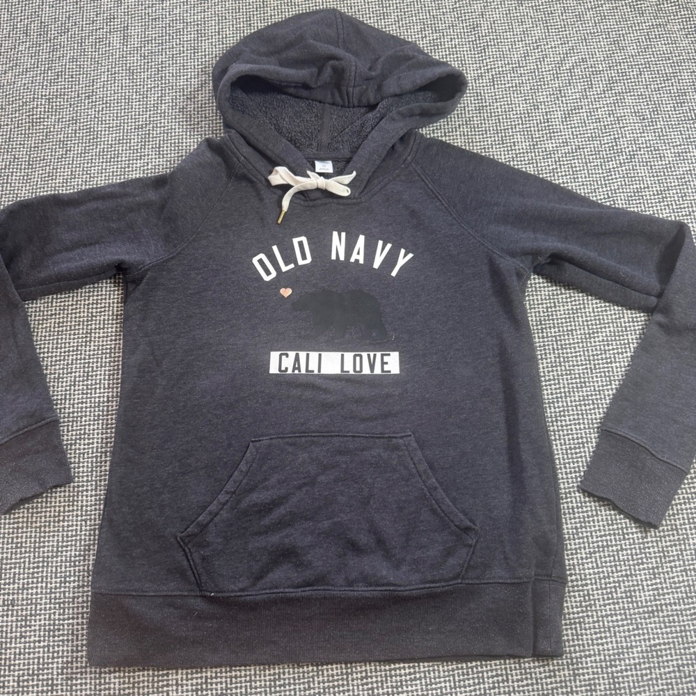Old Navy Cali Love California Bear Hoodie Charcoal Gray Heathered XS Womens